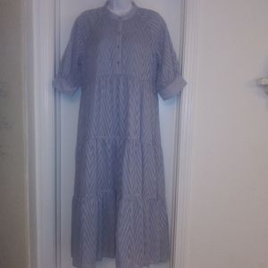 Polagram Blue Ruffle Maxi Dress